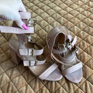 Windsor Blush Triple Buckle Heels
